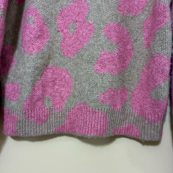 Lou & Grey Crewneck Leopard Print Knit Sweater Womens XS Pink Brown - Picture 4 of 8
